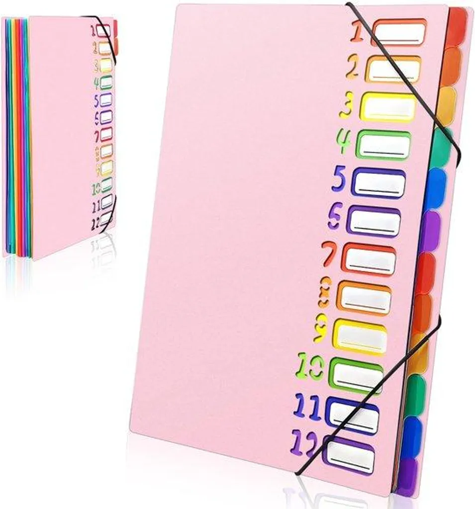 Trieur de documents A4 coloré 12 compartiments pour bureau et école