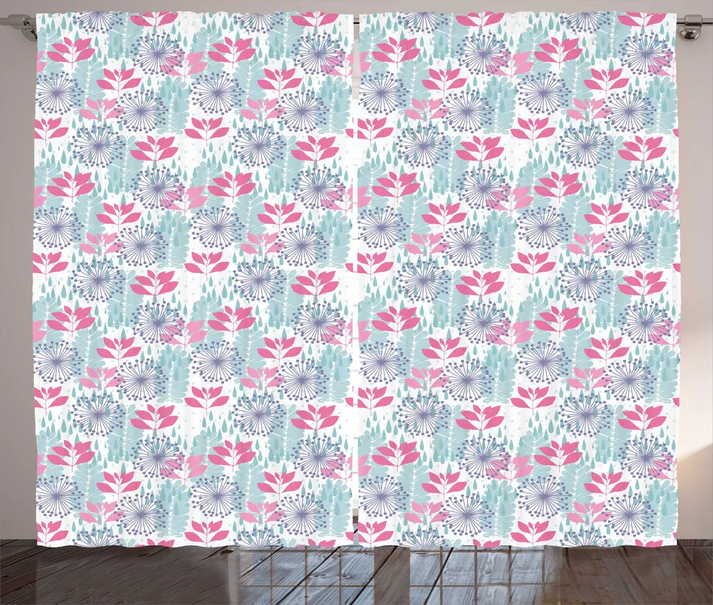 ABAKUHAUS Rideau à fronces rustique motif floral 280x225 cm