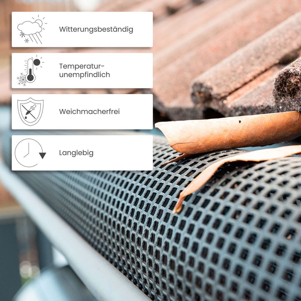 Grille De Protection Pour Gouttière 12 Mètres - Anti-feuilles, Plastique Noir Résistant - Neuf, Pour Entretien Maison