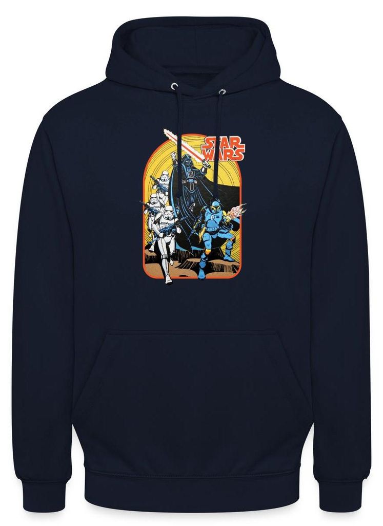 Star Wars Retro Darth Vader Und Stormtrooper Uni Hoodie, M, Navy