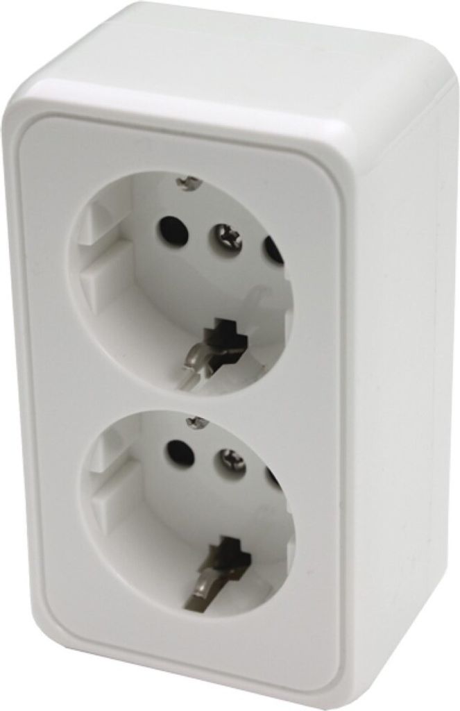 Aufbau Aufputz Schuko Steckdose Wohnwagen Wohnmobil Caravan 220V - 230V weiß doppel