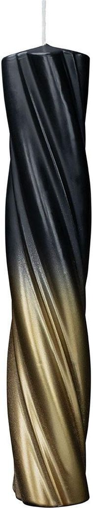 INNA-GLAS Blockkerze RANAVALONA, schmal, gedreht, schwarz-gold, 30cm, Ø6cm - Germany - Dip Dye Stumpenkerze