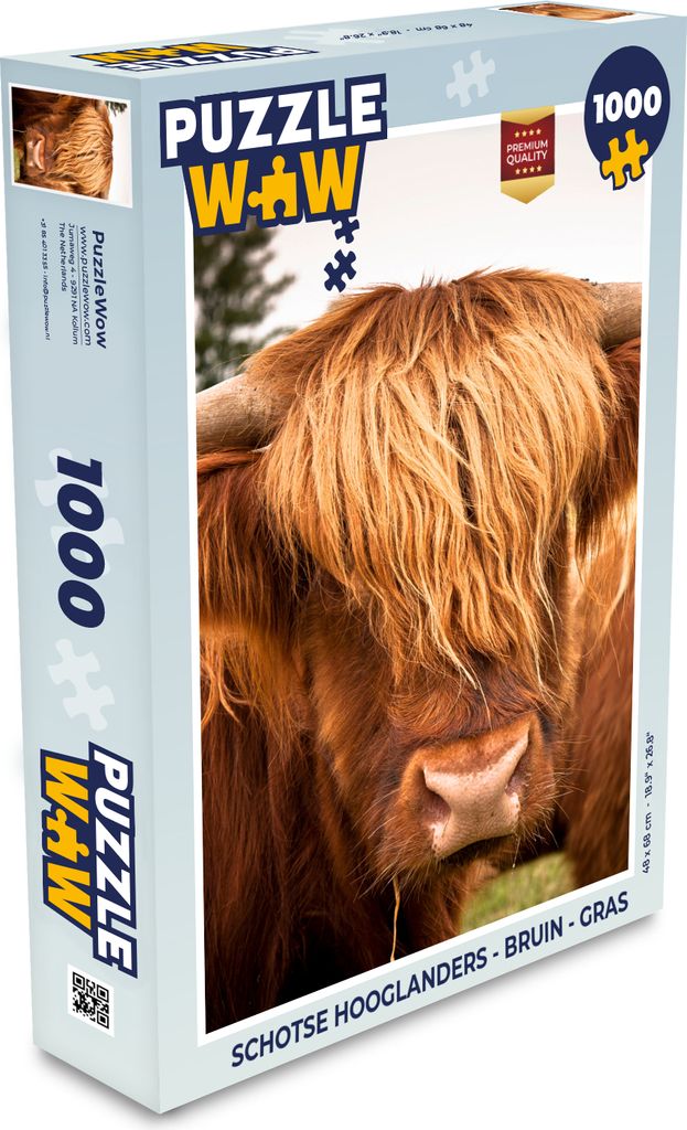 MuchoWow Puzzle 1000 Teile Schottische Highlander - Braun - Gras - Erwachsene - Rätsel