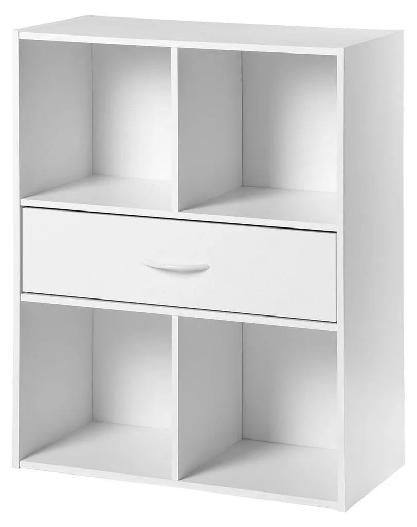 Étagère de Rangement 4 Casiers CALICOSY - Structure Compacte en Blanc