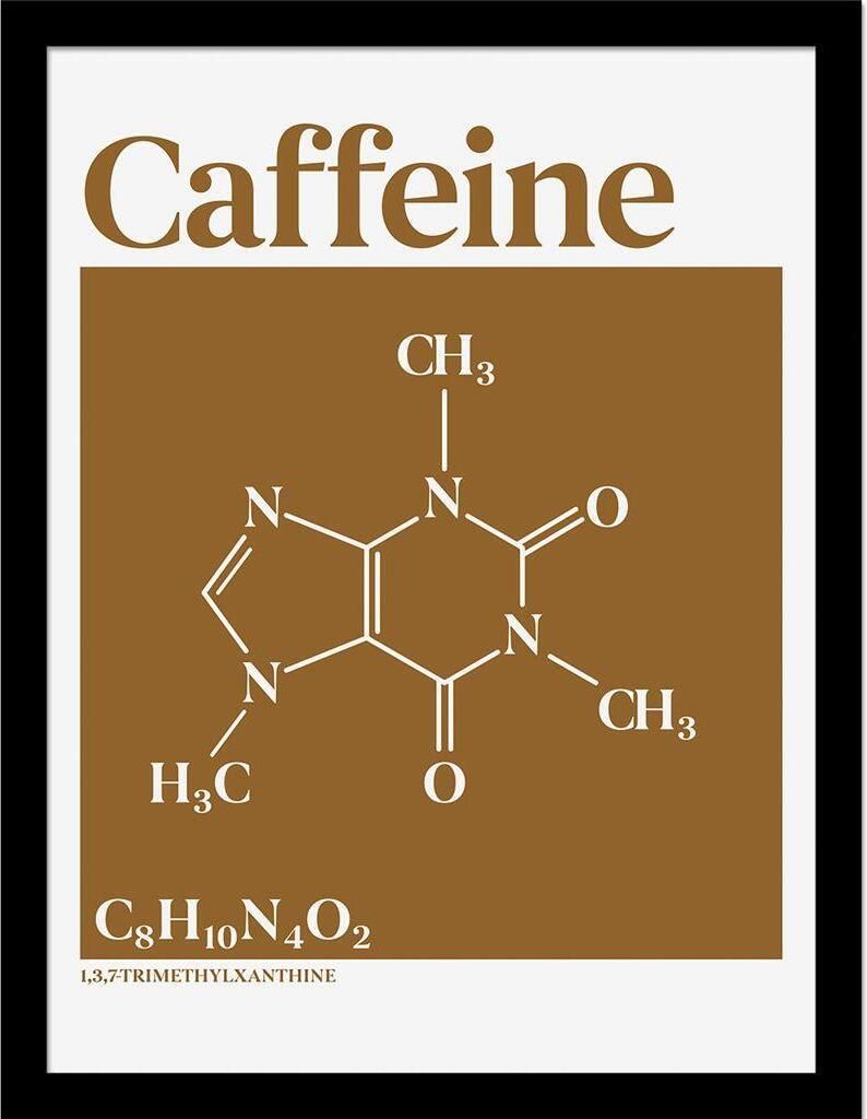 Drug Science - Gerahmtes Poster "Caffeine" PM8994 (45 cm x 35 cm) (Weiß/Braun)