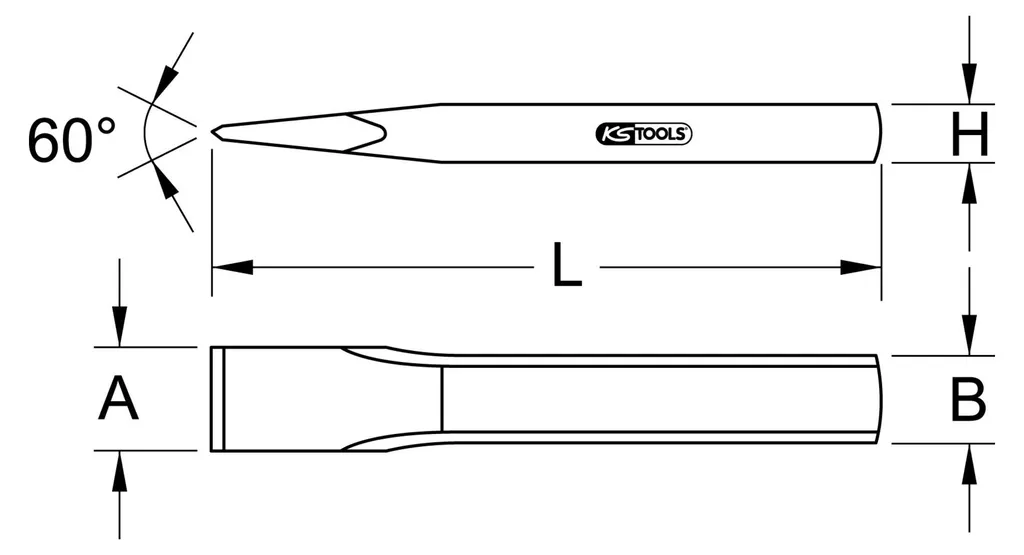 KS Tools 162.0199 Ciseau à maçonner avec pointe affûtée haute dureté