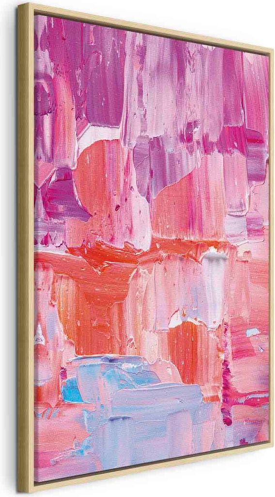 Italienischer Leinwand Leinwandbild - Colorful Contrasts - Energetic Color Transitions in Shades of Pink 40x60 cm Abstrakt a-B-10126-b-a