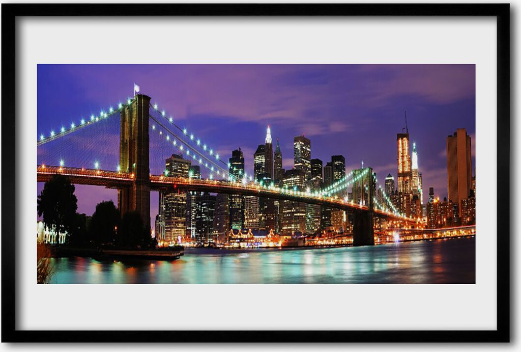 Bild 60x40 MDF-Rahmen Wandkunst Bridge City Architektur