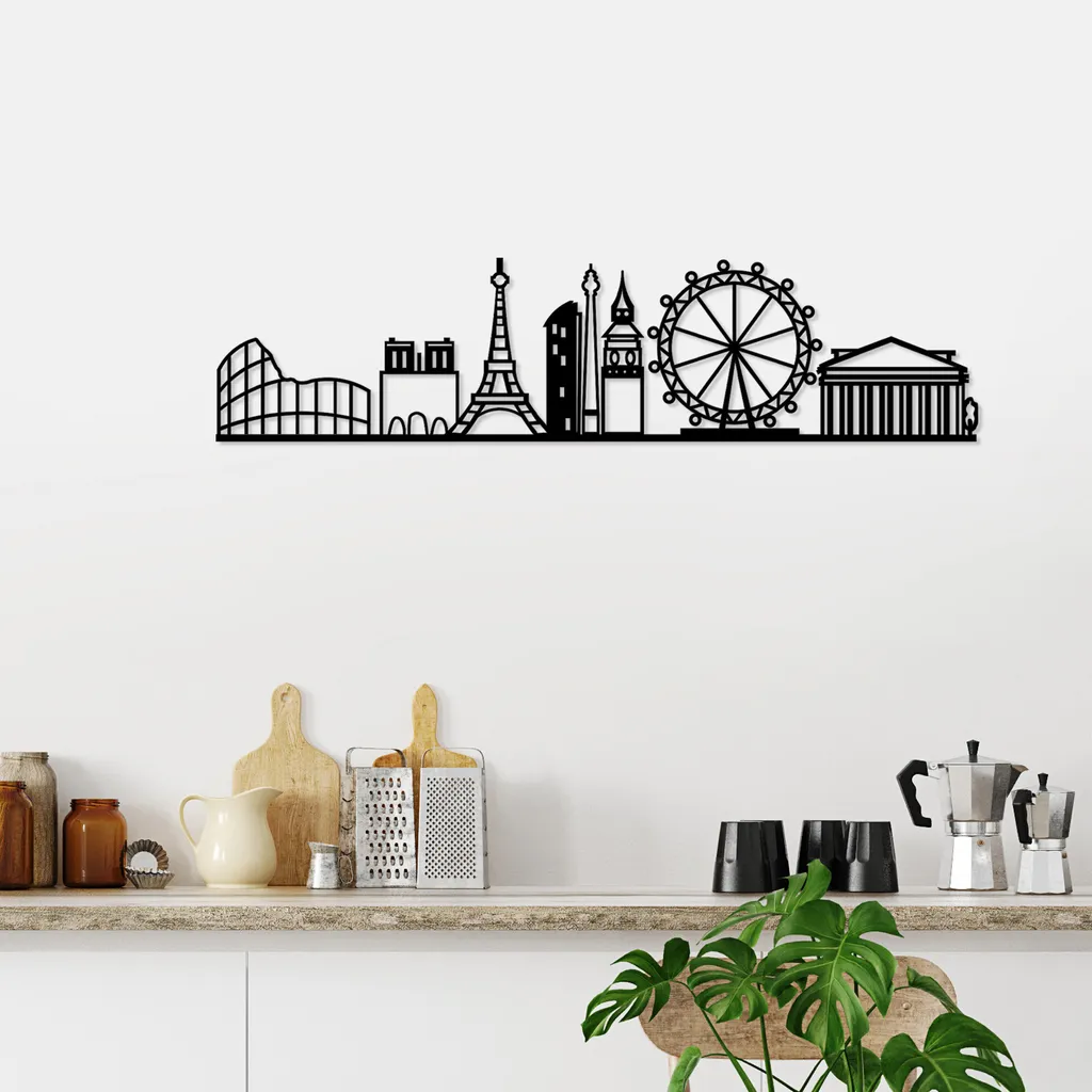 Wallity Décoration Murale Métallique Noire 120x29cm - Fine et Résistante - 2