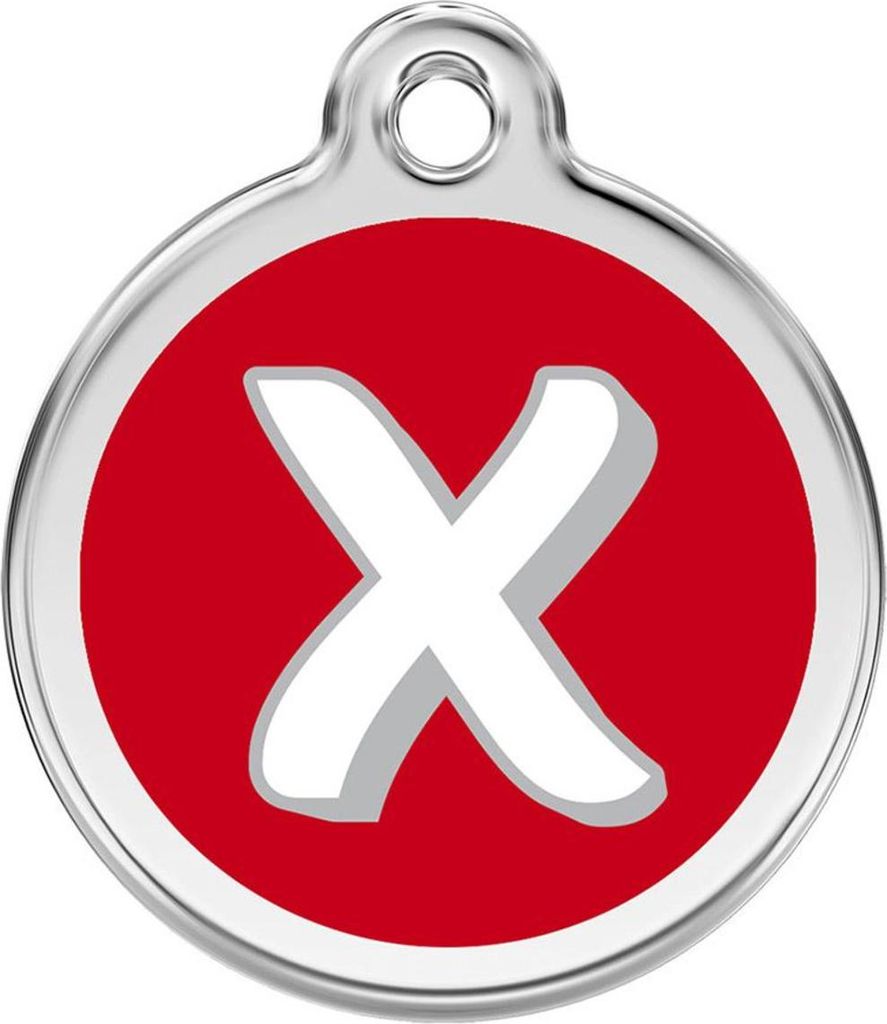 RedDingo Hundemarke mit individueller Gravur Buchstabe X rot, Größe: S