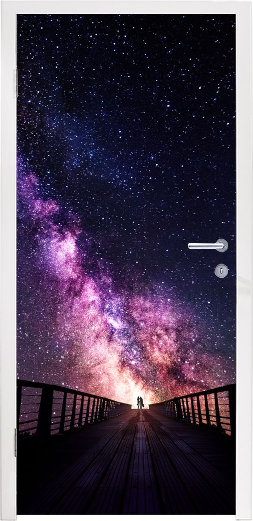 MuchoWow Türtapete Selbstklebende Türfolie Universum - Galaxie - Lila - Jungen - Mädchen - Kinder 95x235 cm Türposter Türaufkleber Klebefoli...