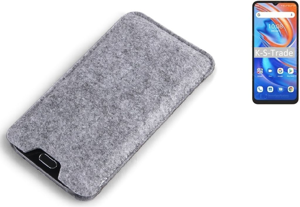 K-S-Trade Filz Handyhülle kompatibel mit UMIDIGI A13S Schutzhülle Filztasche Filz Tasche Case Sleeve Handy Hülle Filzhülle grau