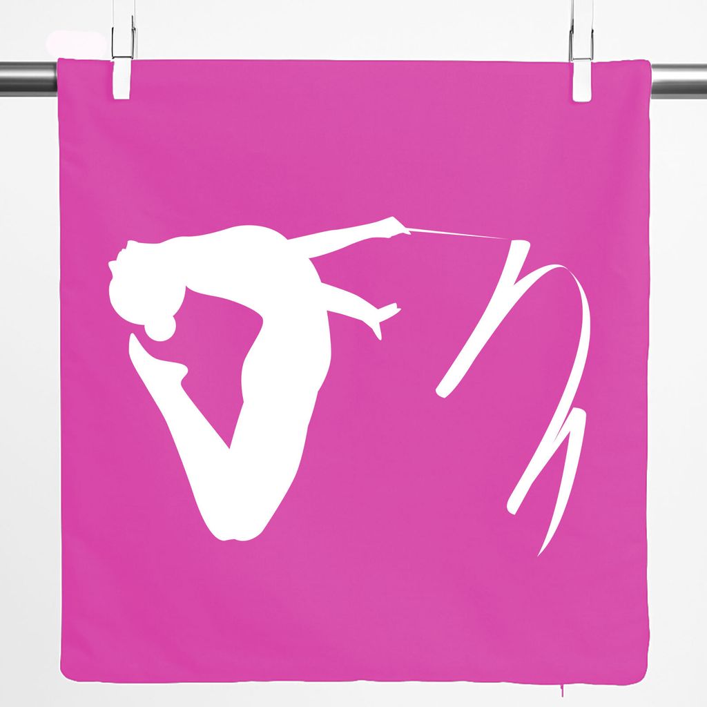 Huuraa Kissenbezug Rhythmische Sportgymnastik Silhouette 40x40cm Fuchsia Baumwolle Dekokissenbezug Geschenkidee