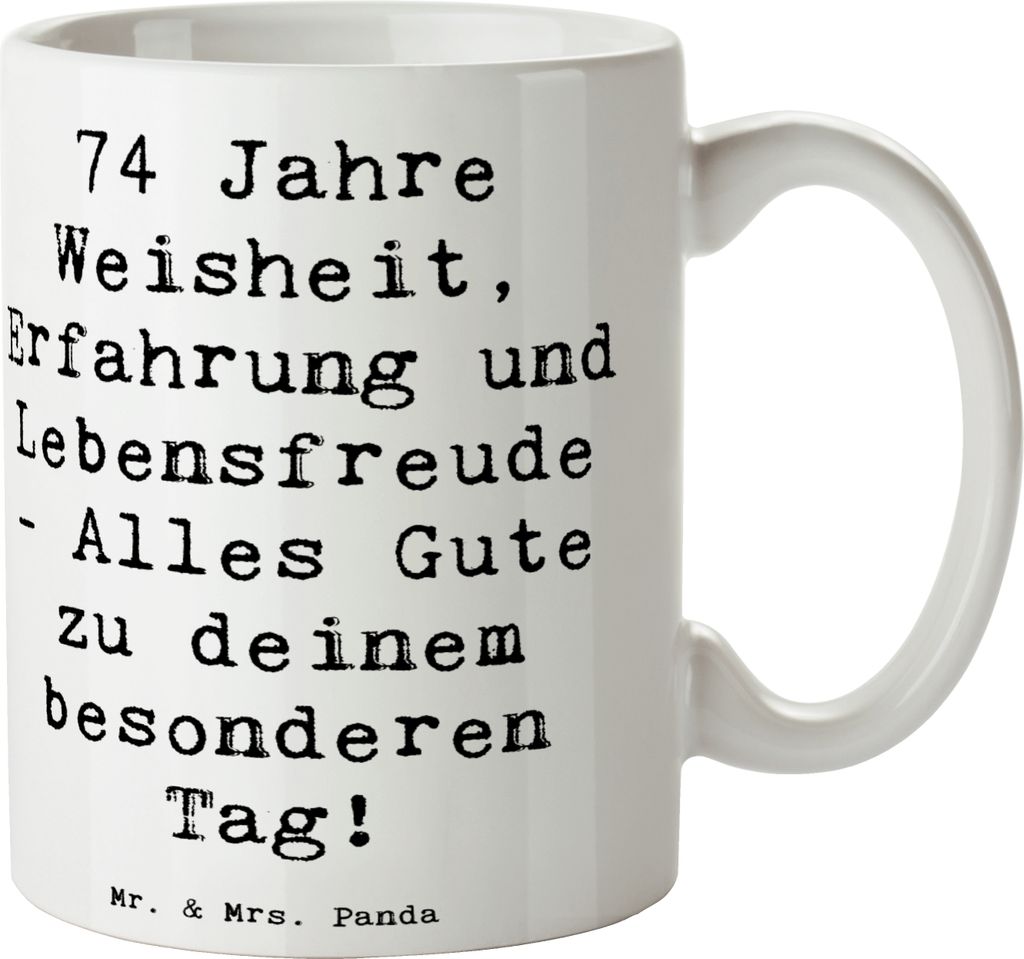 Mr. & Mrs. Panda Tasse Spruch 74. Geburtstag - Weiß - Geschenk, Happy Birthday, Pott, haferl, Geburtstagsfeier, Alter, Teetasse, Alles Gute, Erfah...