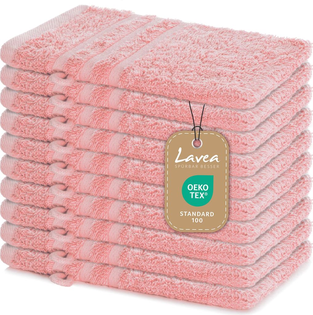 Lavea® 10er Set Waschhandschuh 15x21 cm – Saugstark Weich Produktbild 