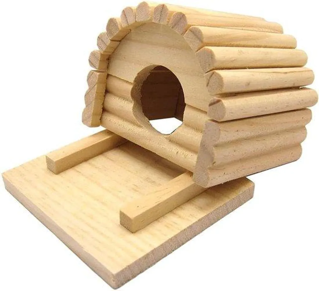 Cage rongeur en bois naturel forme arc pour chinchilla et rat - 45cm
