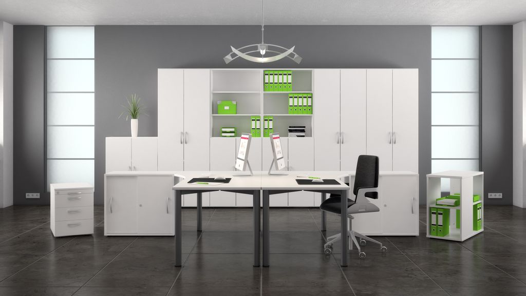 Geramöbel Flügeltürenschrank mit Standfüßen, Griff links oder rechts, inkl. Türdämpfer, nicht abschließbar, 400x420x1104, Weiß/Weiß, S-34...