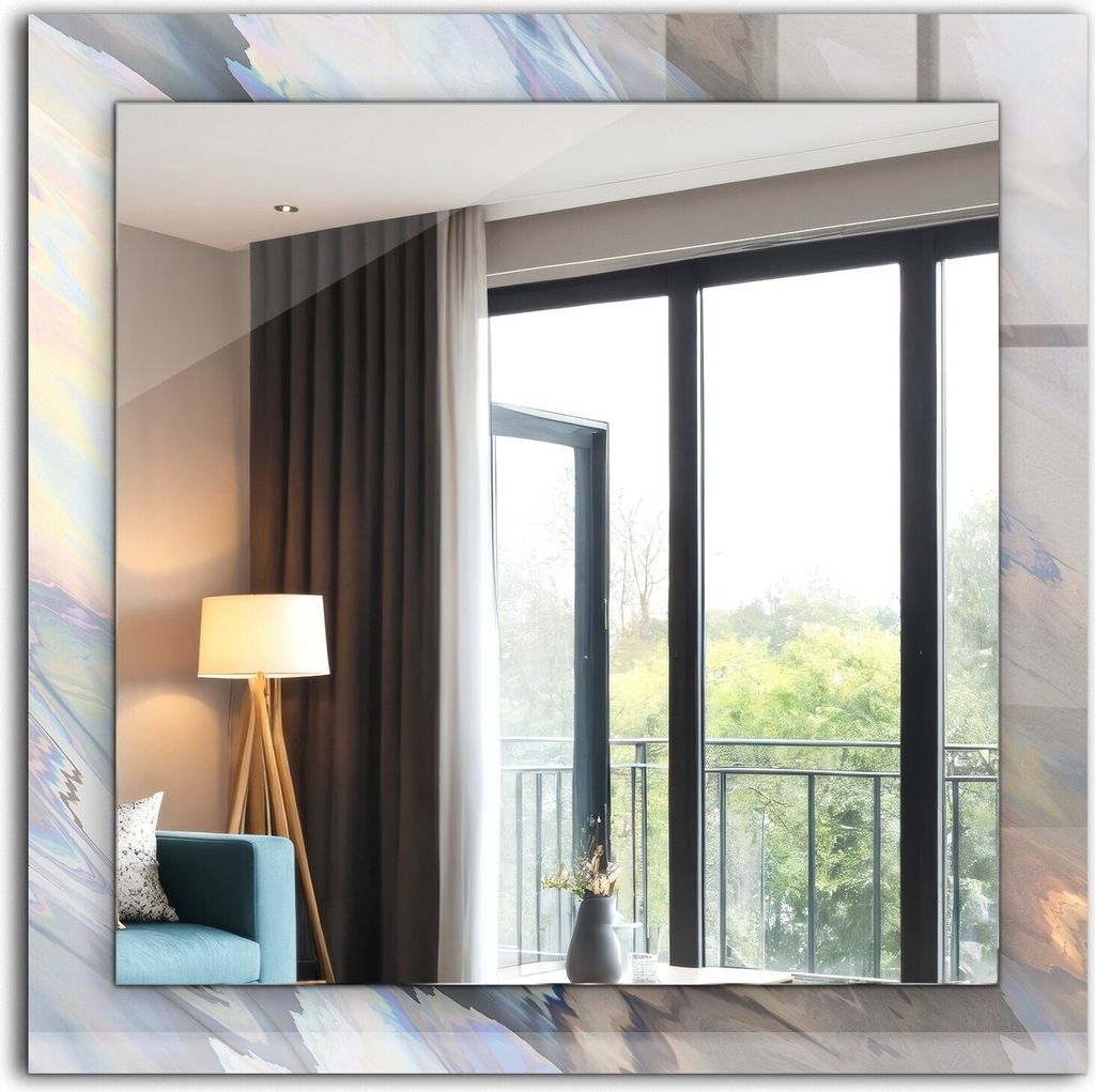 Bedruckter Spiegel - Wandspiegel - Dekorativer - Modern - 60x60 cm - Abstrakte Bunte Muster