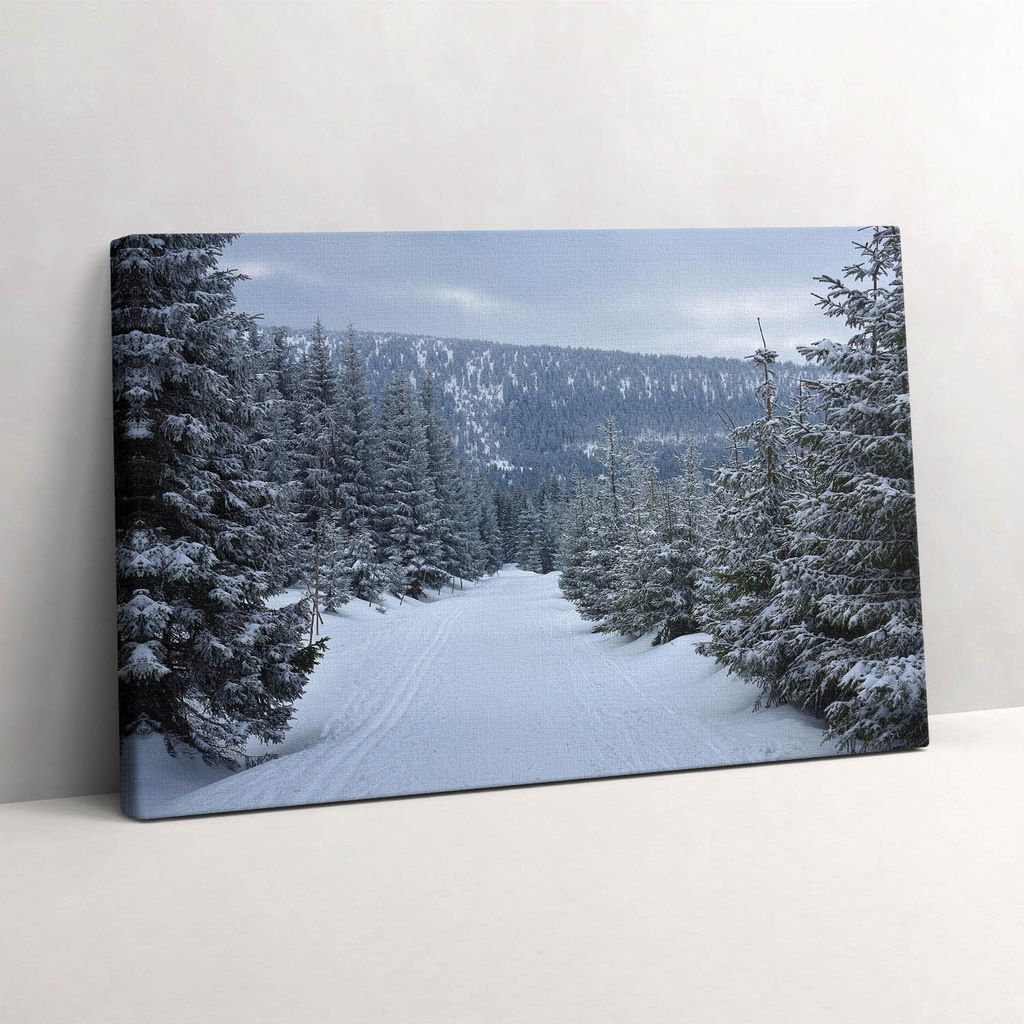 Tschechisches Riesengebirge im Winter – Leinwandbild Wandbild – 60x40 cm – Leinwandbilder – Wandbilder – Schlafzimmer – Flur