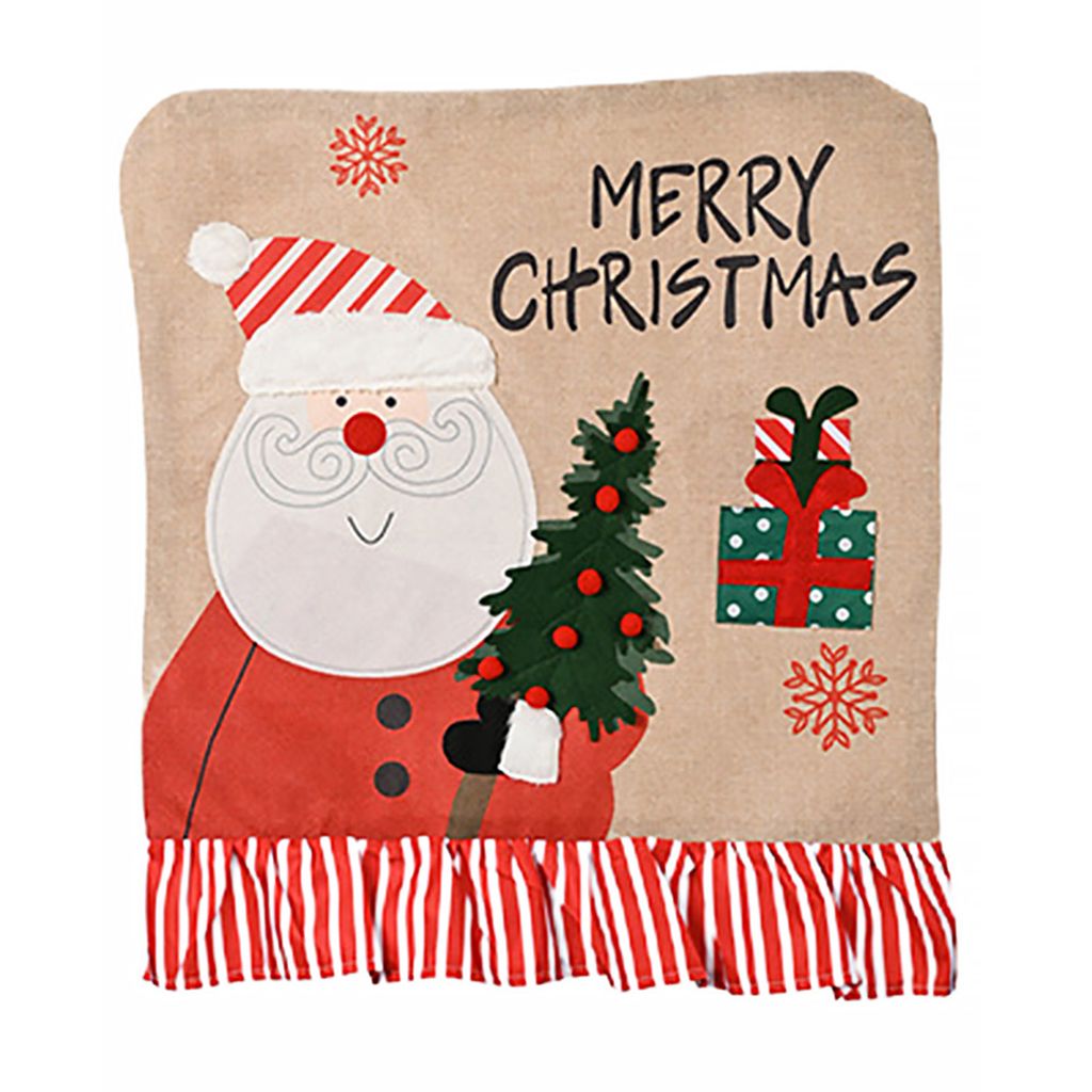 Snowman Stuhl Cover gestreiftem Saum Cartoon Weihnachtsdekoration Azabu Weihnachtsfeststuhlstuhl Dekoration Cover für Party-Weihnachtsmann