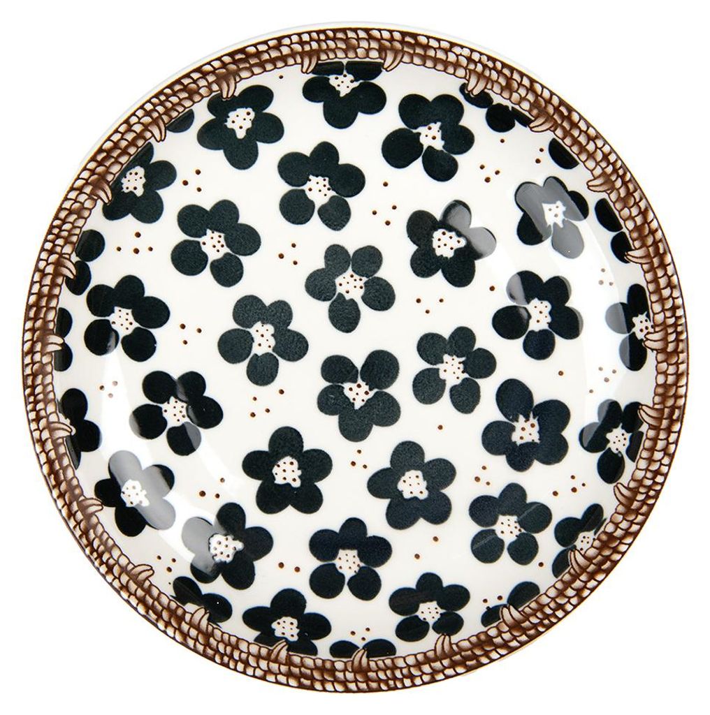 Clayre & Eef Assiette à déjeuner Ø 21x3 cm Blanc Noir Image du produit 