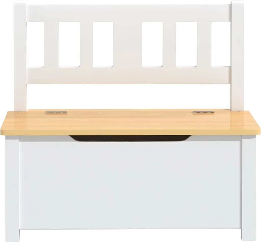 Banc de rangement enfant bicolore 60 cm en MDF résistant et sûr