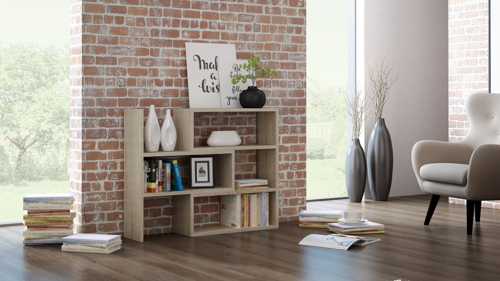 Per la vita Bücherregal Irys Sonoma - Büroregal für Ordner und Bücher, Standregal Wohnzimmer und Schlafzimmer, Offenes Regal für Büro, Aktenr...