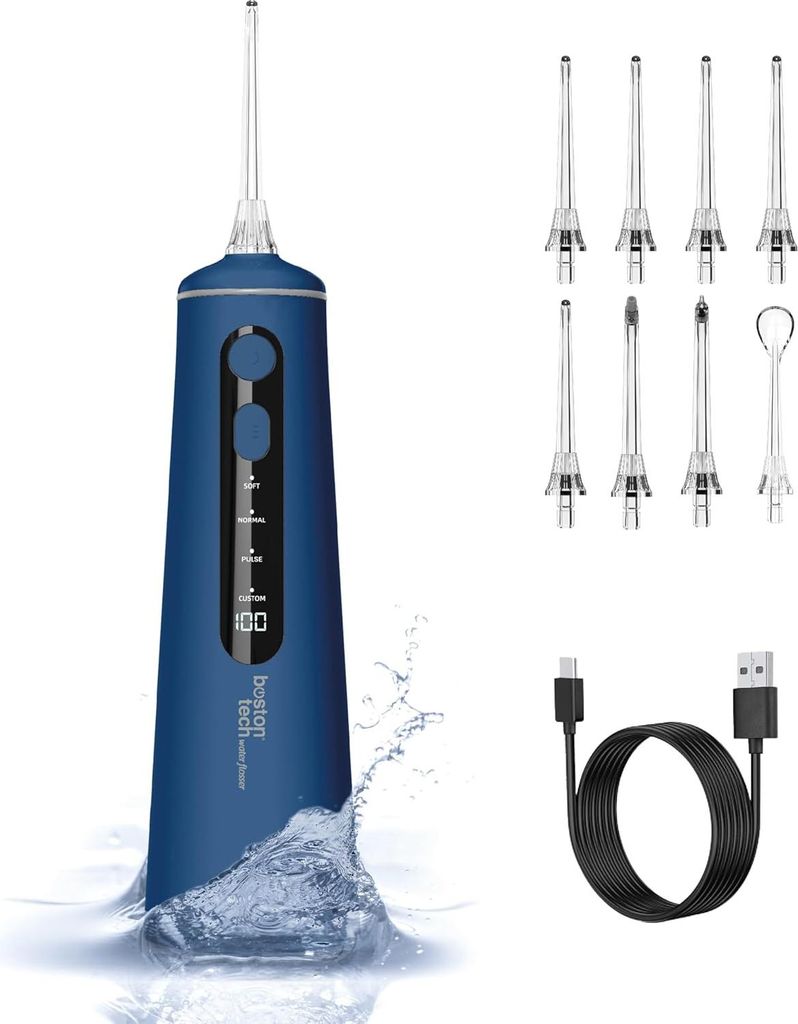 Tragbare Munddusche für effektivere Mundpflege - Plaqueentferner mit 8 Düsen und 300 ml Tank