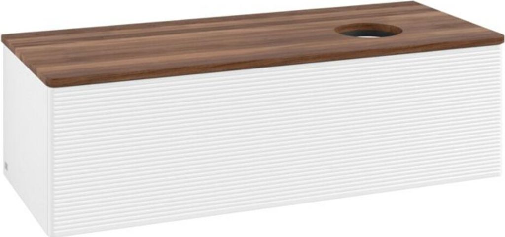 V&B Waschtischunterschrank mit Frontstruktur, mit Beleuchtung Antao 120x36x50cm, WBP-farbe w. wal, wh. m Lac