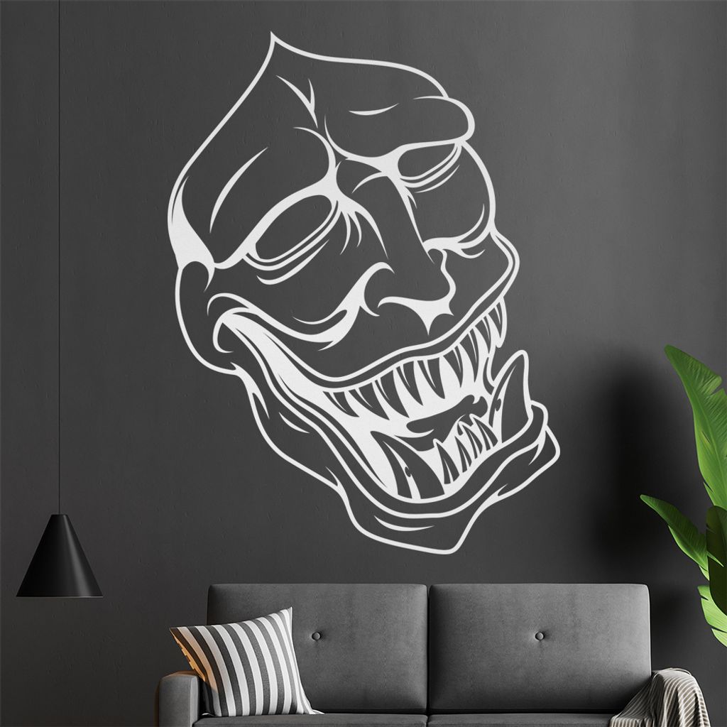 KIWISTAR Oni Yokai abgrundtief böse Dämonen Wandtattoo in 6 Größen - Wandaufkleber Wall Sticker - Dekoration, Küche, Wohnzimmer, Schlafzimmer,...