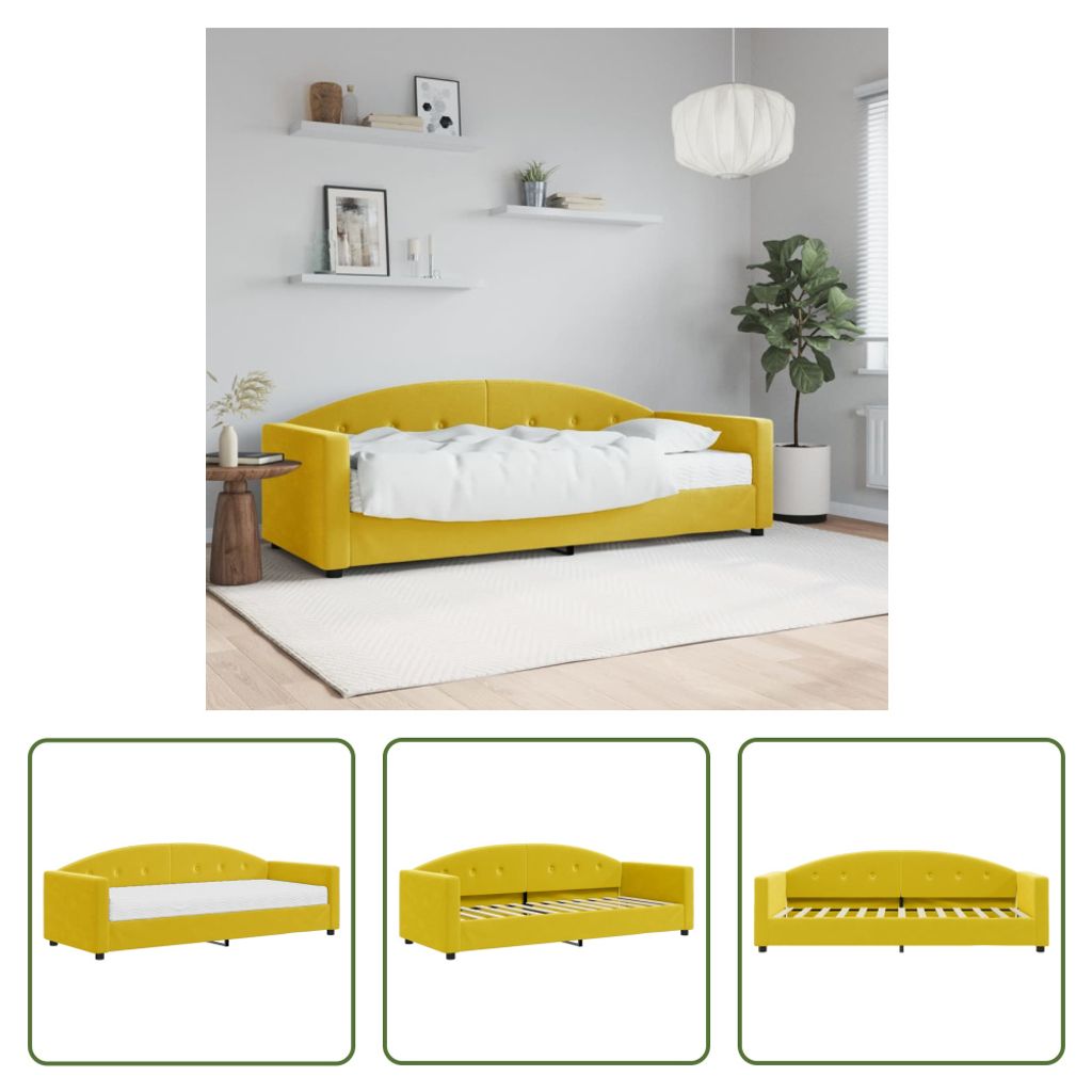The Living Store Tagesbett mit Matratze Gelb 80x200 cm Samt