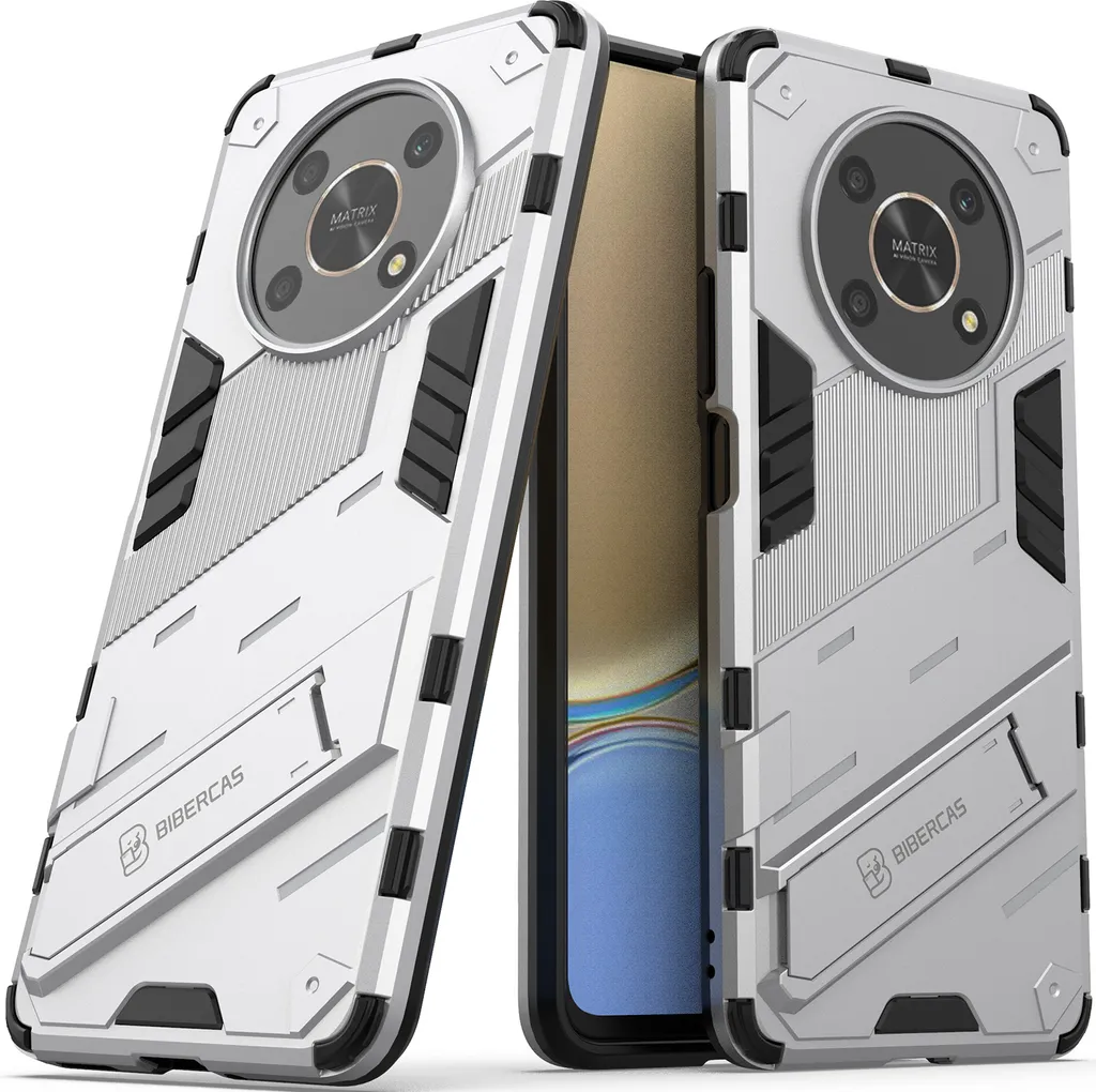 GOGME Cover per Honor Magic4 Lite 5G / Honor X9 5G + 2 Vetro Temperato, Armor Custodia con 360 Gradi Girevole Anello, Silicone TPU e PC AntiGraffio Protettiva Bumper Case. Blu