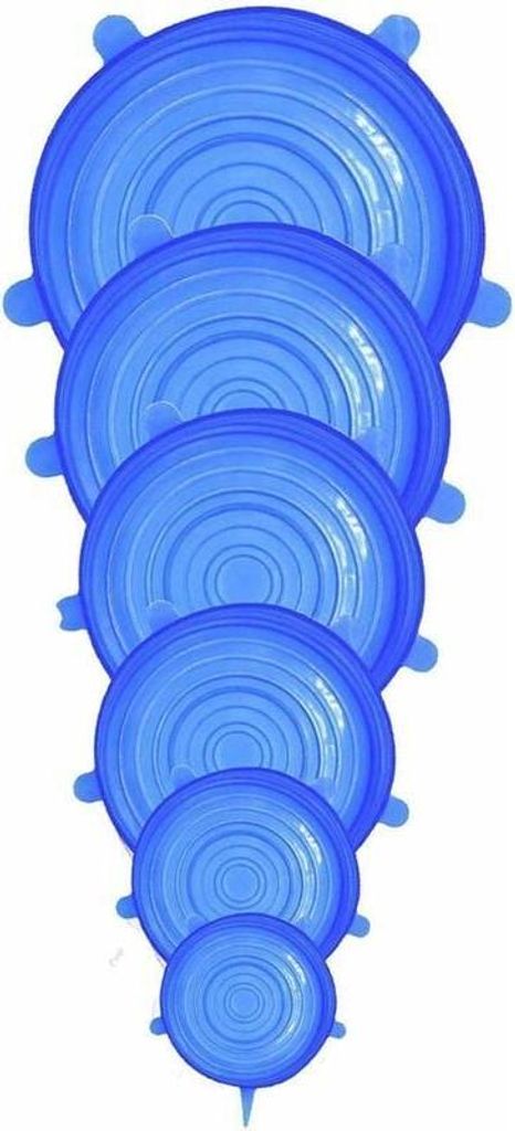 Silikondeckel, BPA-frei, dehnbar, universell einsetzbar in 6 verschiedenen Größen für Mikrowelle/Backofen/Kühlschrank/Geschirrspüler