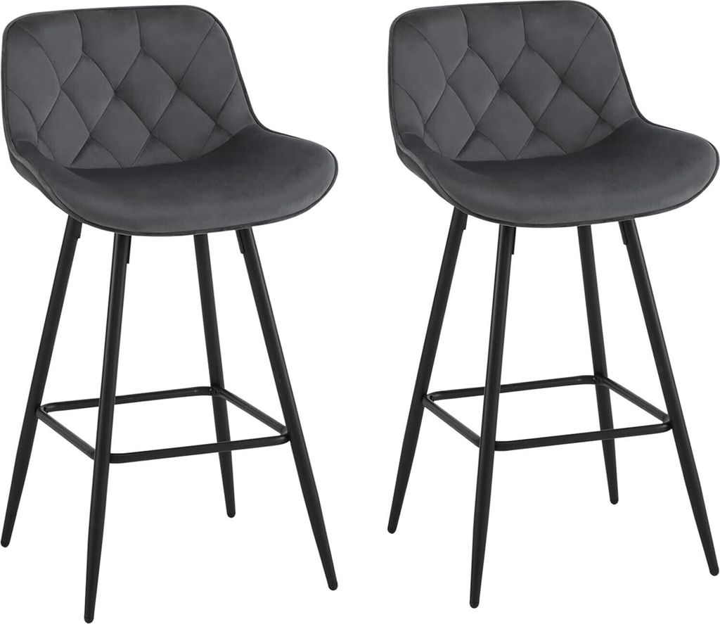 EUGAD Barhocker 2er Set, mit Rückenlehne&Samtbezug, Produktbild 