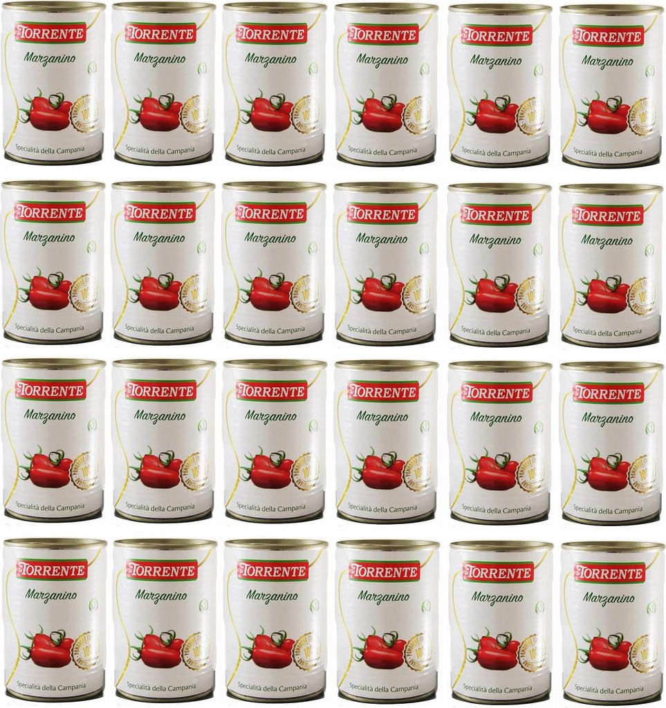 24x La Torrente Pomodoro Marzanino,San Marzano Tomate in Miniatur,100% Italienische Tomate, Spezialität aus Kampanien,400g Dose + Italian Gourmet ...