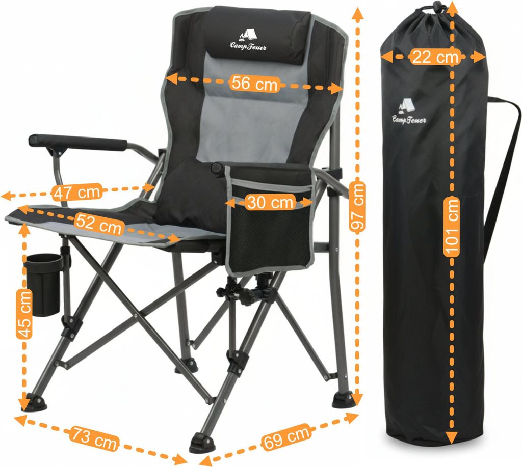 Fauteuil de camping pliant dossier haut réglable lot de 2 gris de peche Fauteuil de camping pliant dossier haut réglable lot de 2 gris de peche