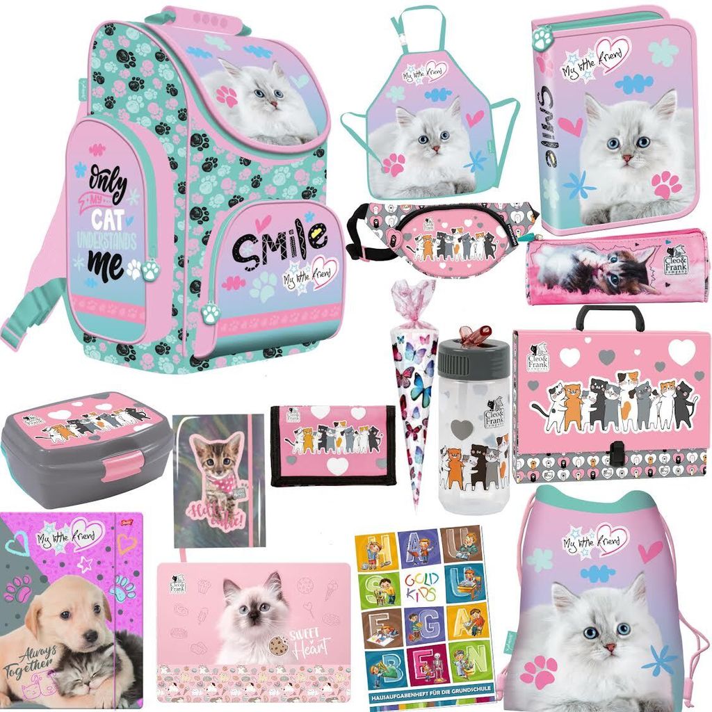 Katze Cat Pastel Schulranzen ergonomischer Ranzen Produktbild 