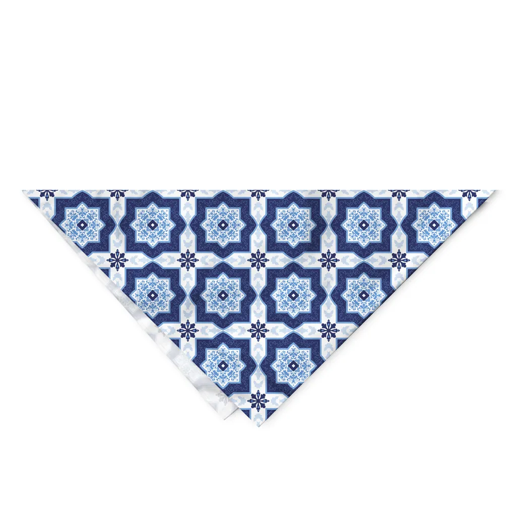 Fazzoletto Cane Blu ABAKUHAUS 55cm - Design Azulejo per Animali Domestici - 2