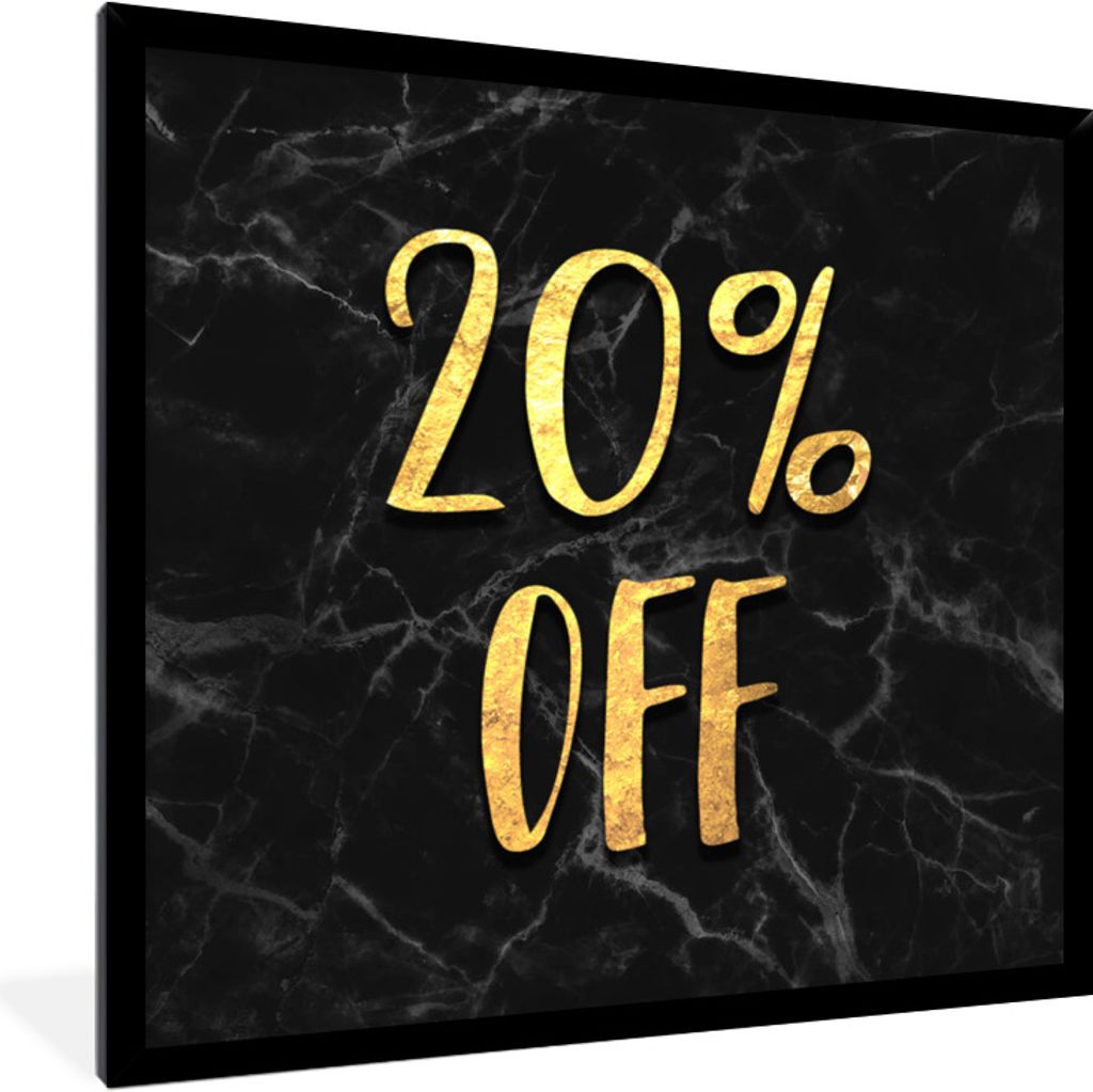 MuchoWow Gerahmtes Poster Rabatt - Gold - Marmor 40x40 cm - Poster mit Schwarzem Bilderrahmen Wandposter Rahmen Foto Bilder - Mit Rahmen - Wandde...