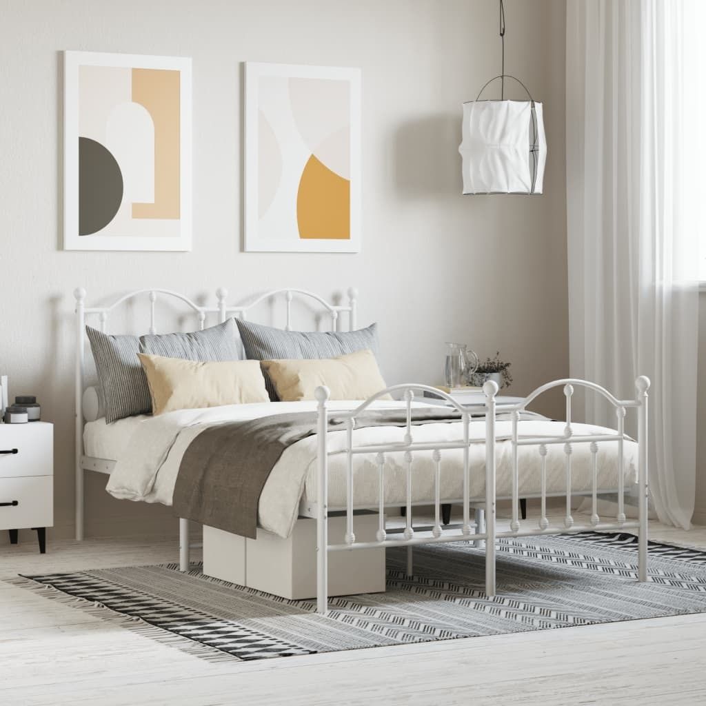 Maison Exclusive - Bettgestell mit Kopf- und Fußteil Metall Weiß 120x200 cm