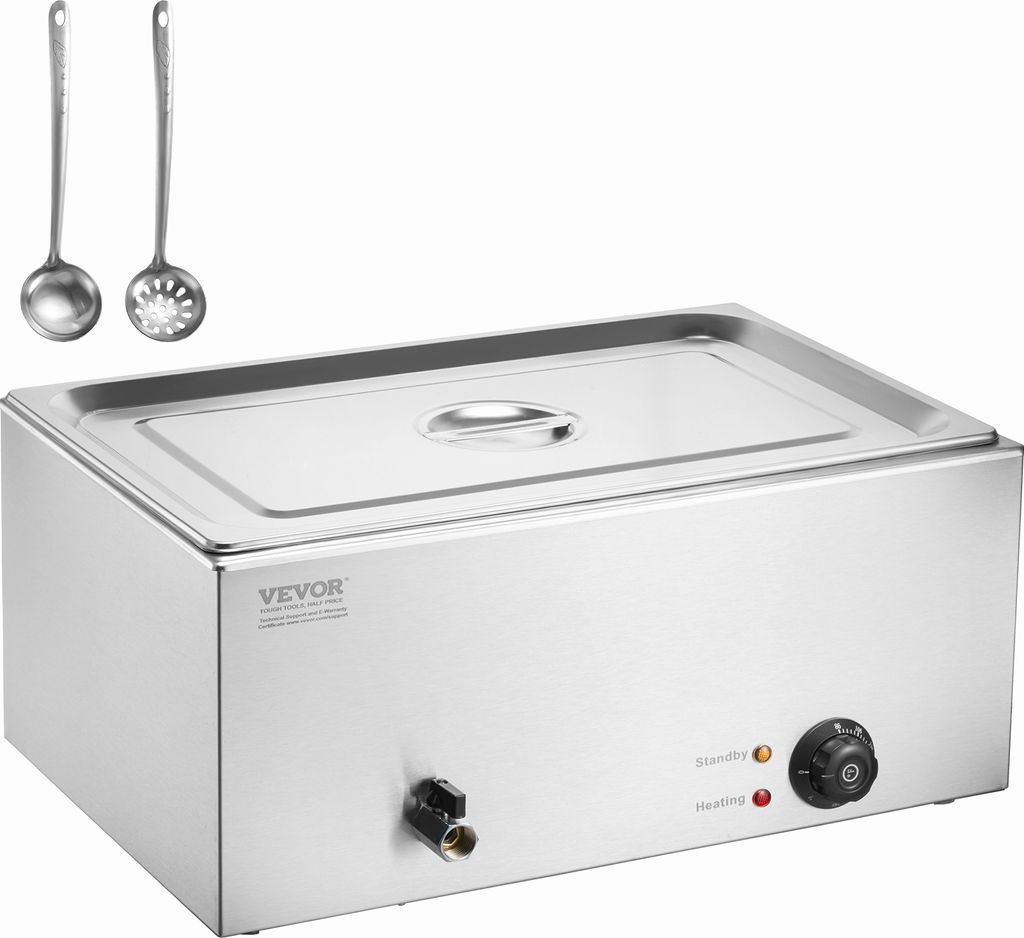 Scaldavivande Commerciale VEVOR 3 Vasche 8.8L - Elettrico A Vapore | Acciaio Inox Con Copertura Vetro - Foto 8