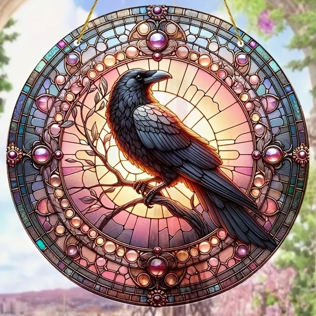 Sonnenfänger Raven - Buntglas Deko für mystische Atmosphäre KP32305