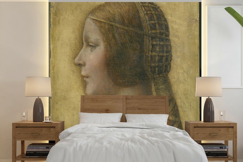 MuchoWow Fototapete für Wohnzimmer oder Schlafzimmer Wandtapete Vinyl Motivtapete La Bella Principessa - Leonardo da Vinci - 240x240 cm - Schlaf...
