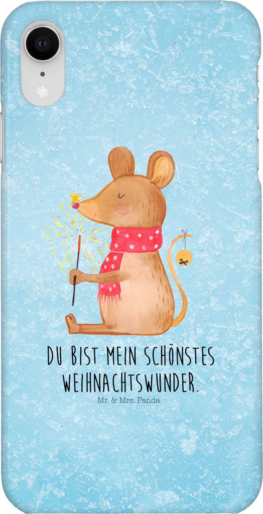 Mr. & Mrs. Panda Iphone XR Handyhülle Maus Weihnachten - Eisblau - Geschenk, Frohe, Weihnachtsmotiv, Weihnachtsgruß, Premium Kunststoff, Weihnach...