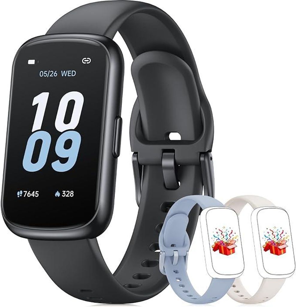 Smartwatch Damen Herren 3 Armbänder, 1,47'' Klein Fitness Tracker Aktivitätstracker Pulsuhr SpO2 Schlaftracker Schrittzähler Sportuhr für Andro...