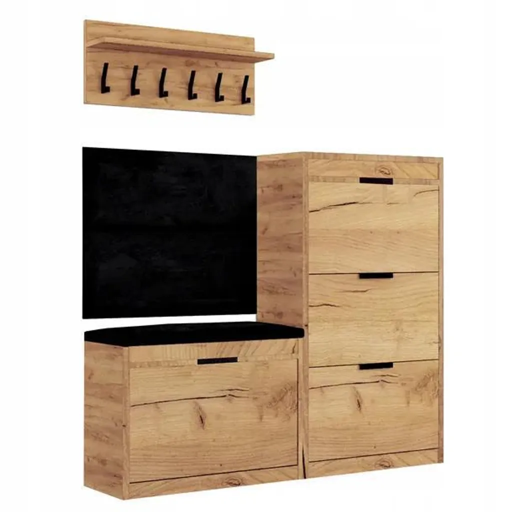 Aménager son Entrée avec un Vestiaire Gain de Place Chêne Craft et Noir
