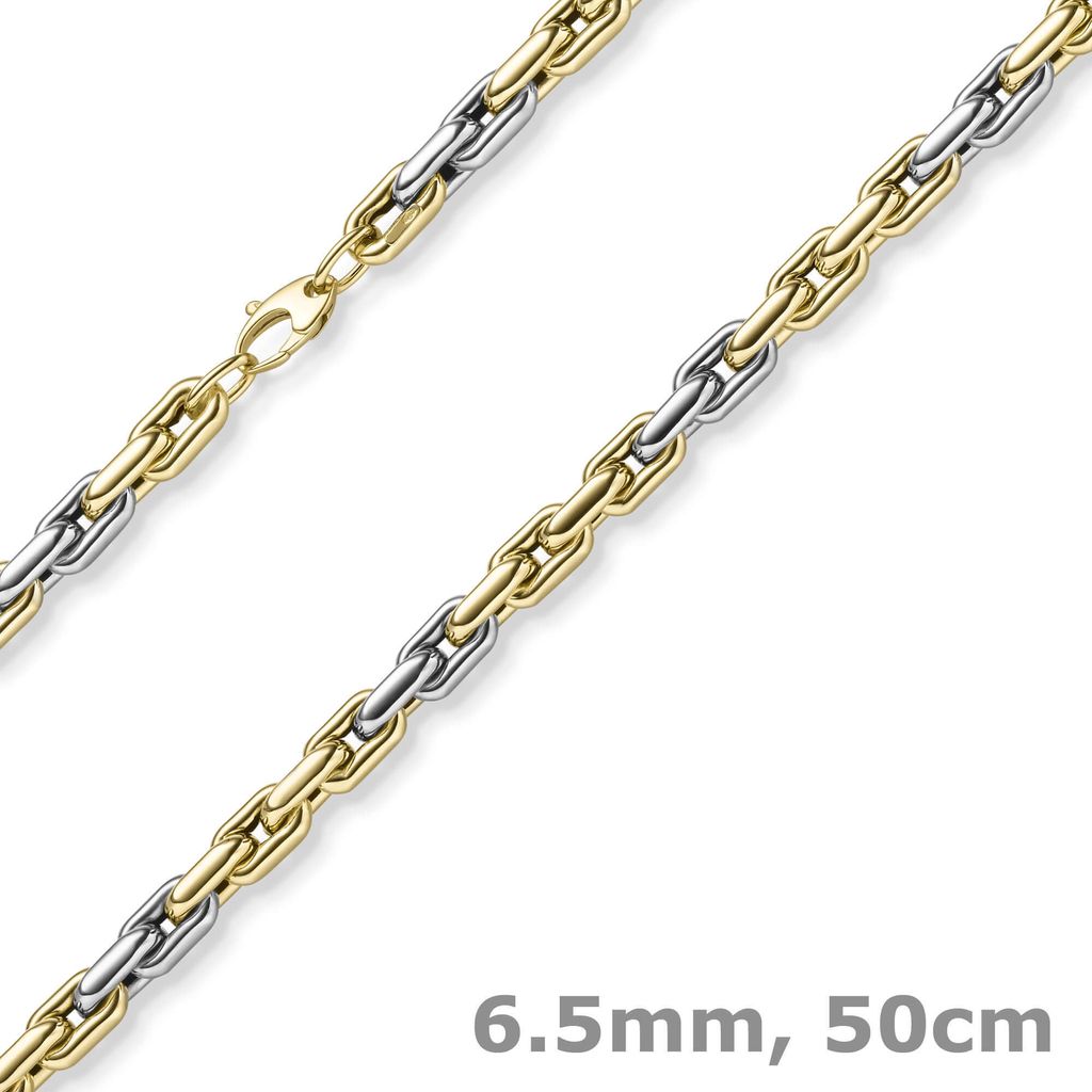 6-5mm-Halskette-aus-585-Gold-gelb-weiß-bicolor-50cm