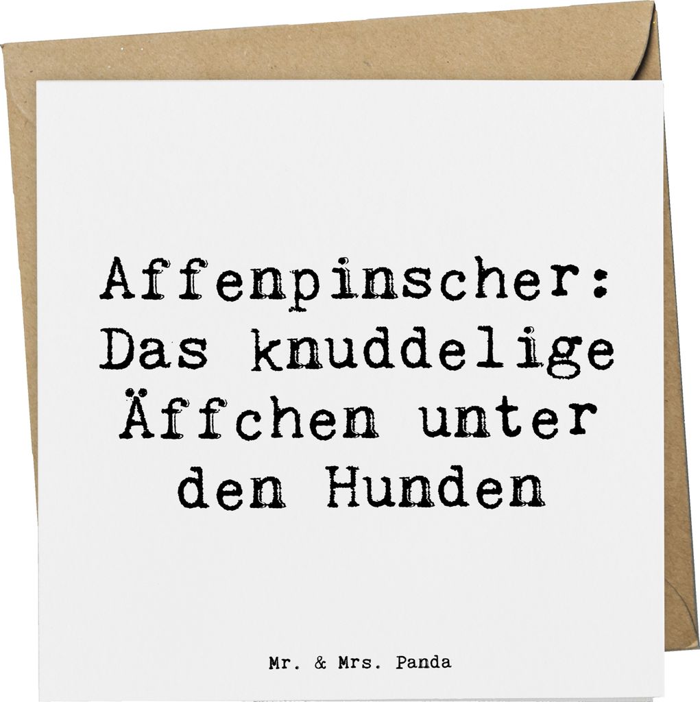 Mr. & Mrs. Panda Grußkarte Spruch Affenpinscher Äffchen - Weiß - Geschenk, intelligenter Hund, Hundeliebhaber, Hunderasse, faltkarte, kleiner, G...