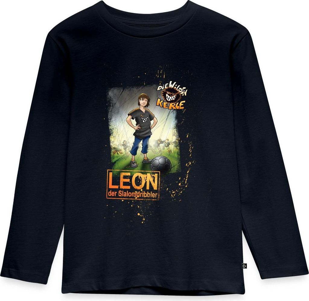 Spreadshirt Die Wilden Kerle Leon Kinder Premium Langarmshirt, 134/140 (8 Jahre), Navy