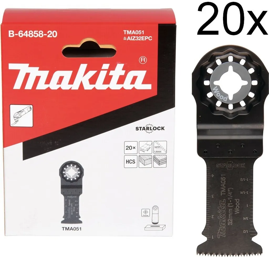 Makita TMA051 Starlock B-64858-20 Lame de Scie Plongeante Bois 20 pcs